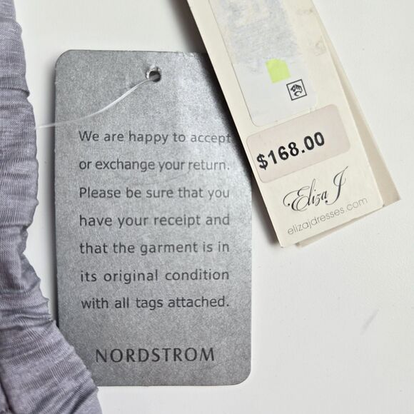 NWT Eliza J Embellished Taffeta Sheath Dress Silver Gray Size 2 Prom Party Grey - Picture 10 of 15